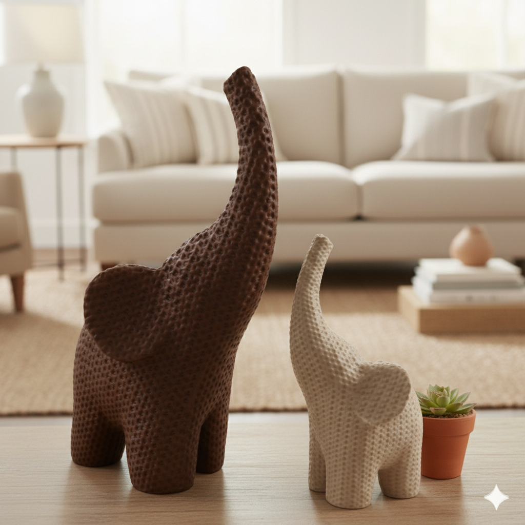 Elefante Decorativo Efeito Crochê: Design Moderno e Exclusivo em Oferta na Shopee
