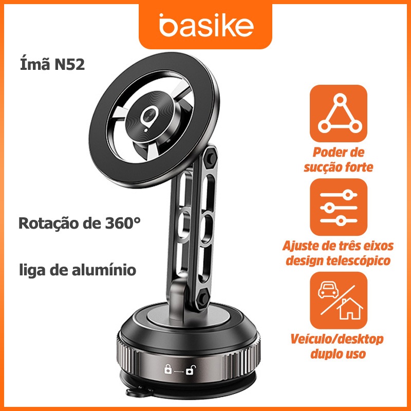 Basike 360 °Suporte Magnético Forte Para Telefone Carro Design Dobrável Vácuo Ajustável/Mesa/Uso Universal