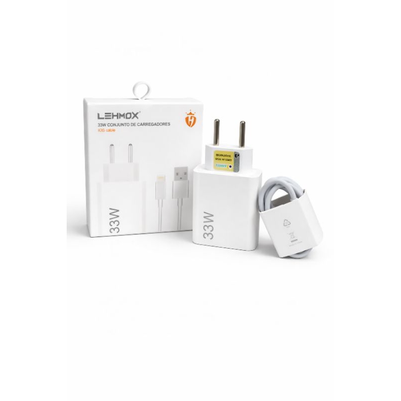 carregador turbo 33w Lehmox +cabo tupy-c carga rápida para celular Android carregador turbo tipo c bivolt