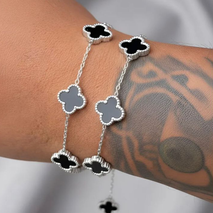 Pulseira Trevo Unissex Prata em Aço Inox Stilo Neymar e Virginia Uso Diario em Oferta na Shopee
