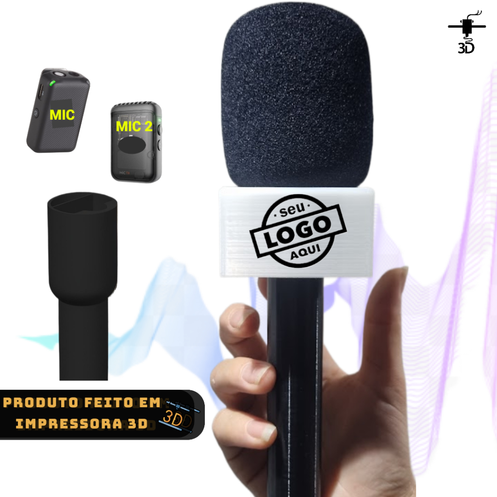 Adaptador para Microfone Lapela DJI Mic e Mic 2 Canopla Personalizada Suporte Bastão