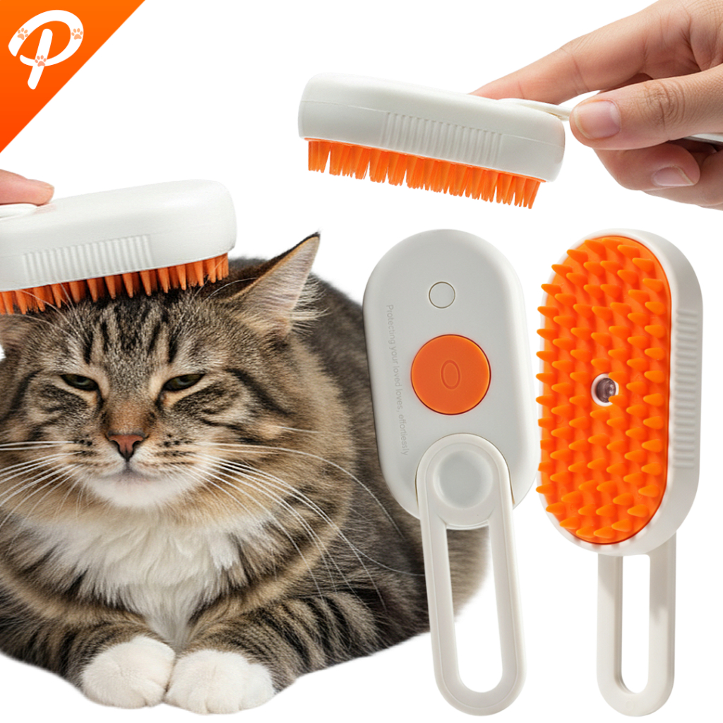 Escova A Vapor Para Gatos Cães 3 Em 1 Escovas Elétricas De Pêlos Pentes De Massagem Com Cabo