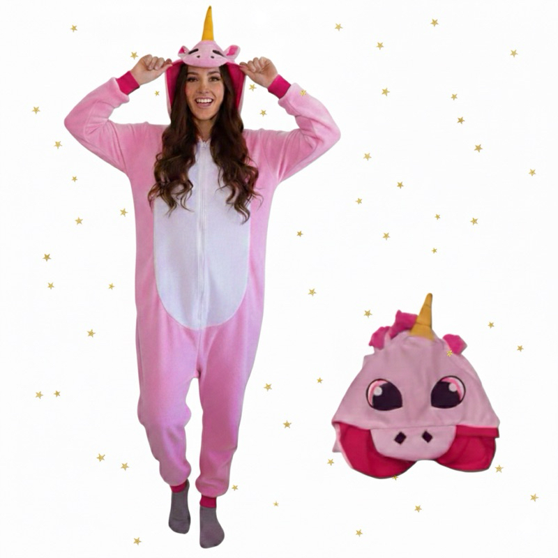 Kigurumi Unicórnio Rosa Pijama Kigurumi Adulto Infantil