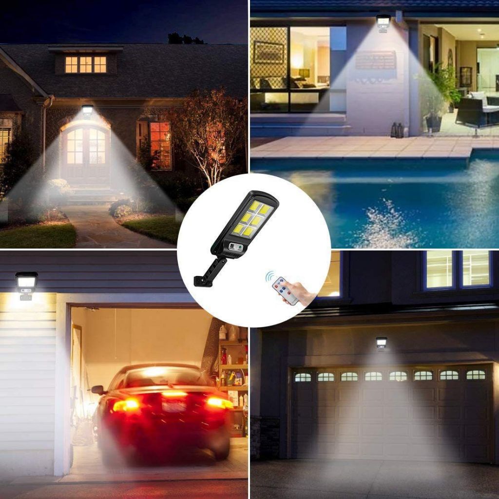 Luminária Solar Prova d'Água 200W - Poste de Rua Refletor Sensor de Movimento e Controle