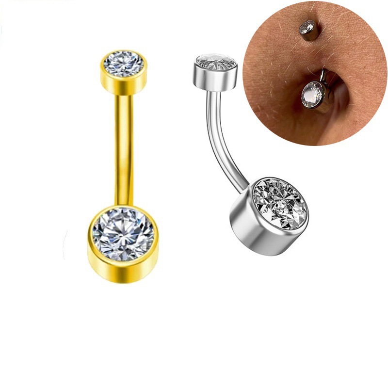 Piercing Umbigo Banana Titânio Pedras Redondo Zircônia Interno Roscado em Oferta na Shopee
