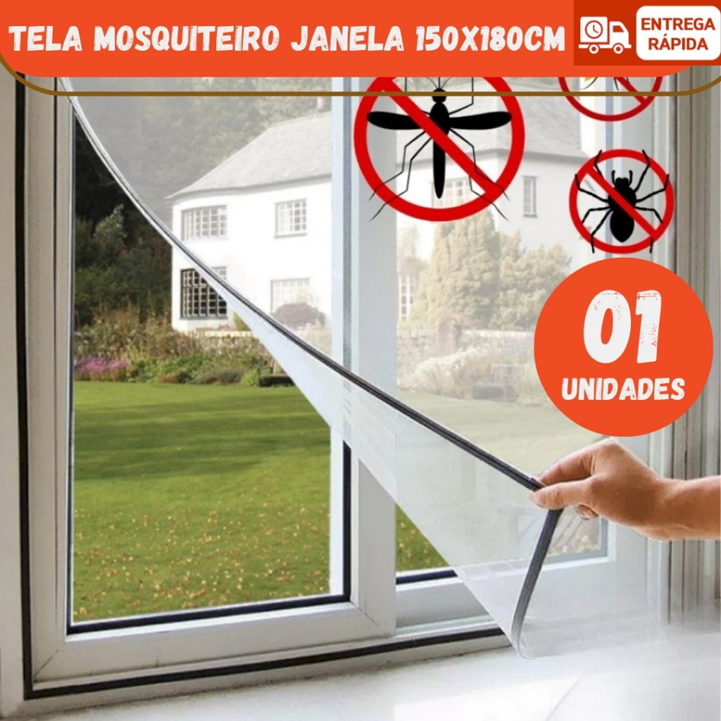 Tela Proteção Mosquiteira Ajustavel Velcro Contra Mosquito Pernilongo Dengue inseto 1,5X1,8M em Oferta na Shopee