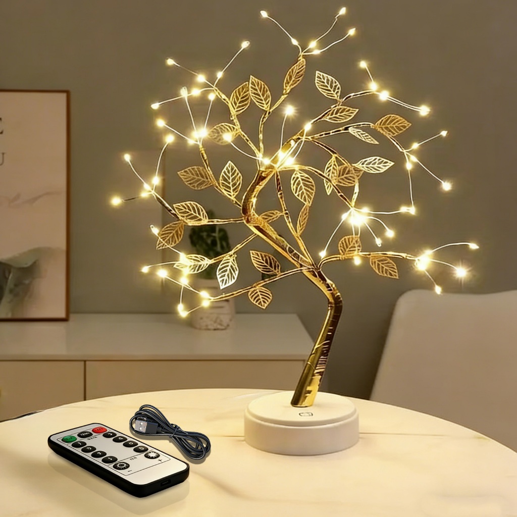 Luz dourada da folha do diodo emissor de luz para a decoração home com controlo a distância em Oferta na Shopee