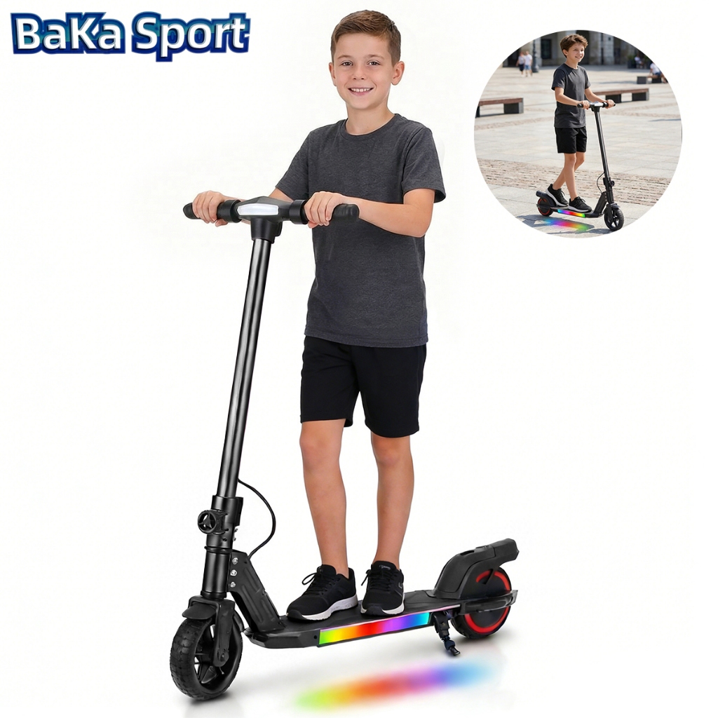 BAKA SPORT Dobrável Patinete Elétrico Infantil 200W 6.5" com Luzes LED 16KM/H