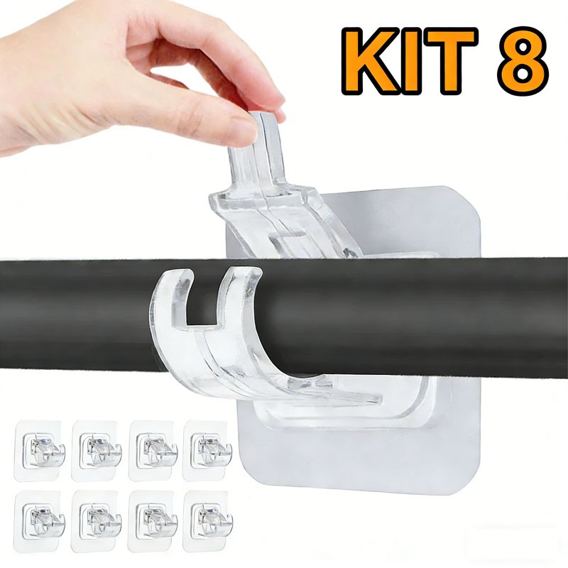Kit 4 ou 8 Ganchos adesivos para varão de cortina que não precisa furar suporte de parede em Oferta na Shopee