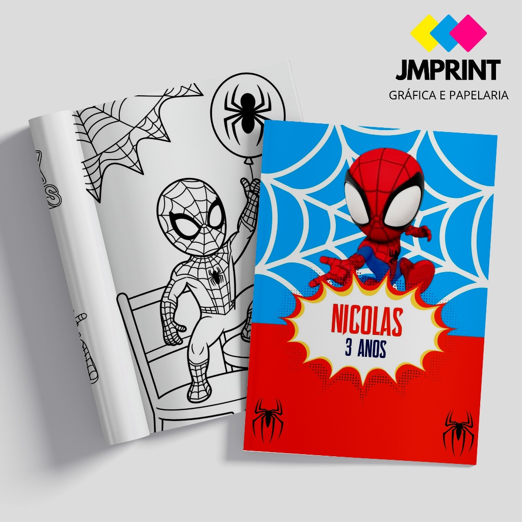 Mini Livro de Colorir Personalizado Lembrancinha Aniversário Spidey Homem Aranha Baby