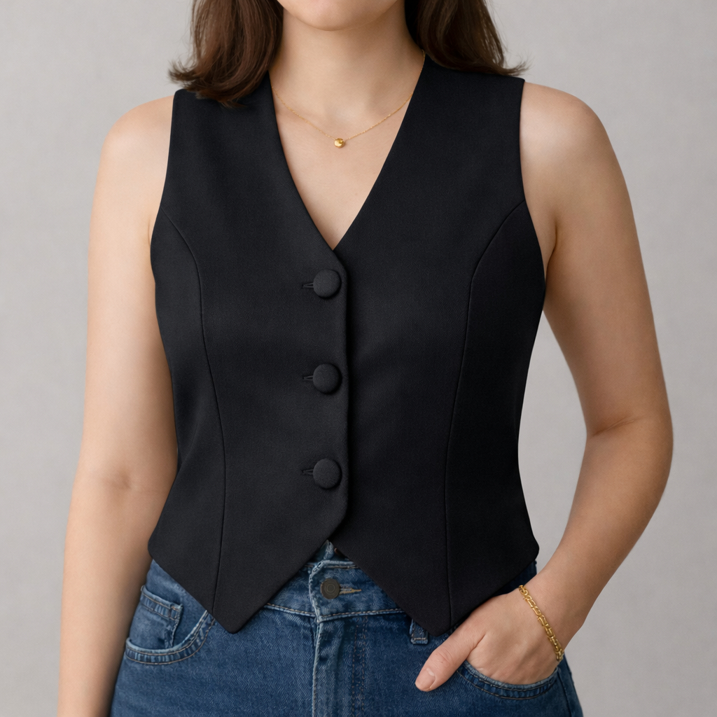 Colete Alfaiataria Feminino 3 Botões Elegante