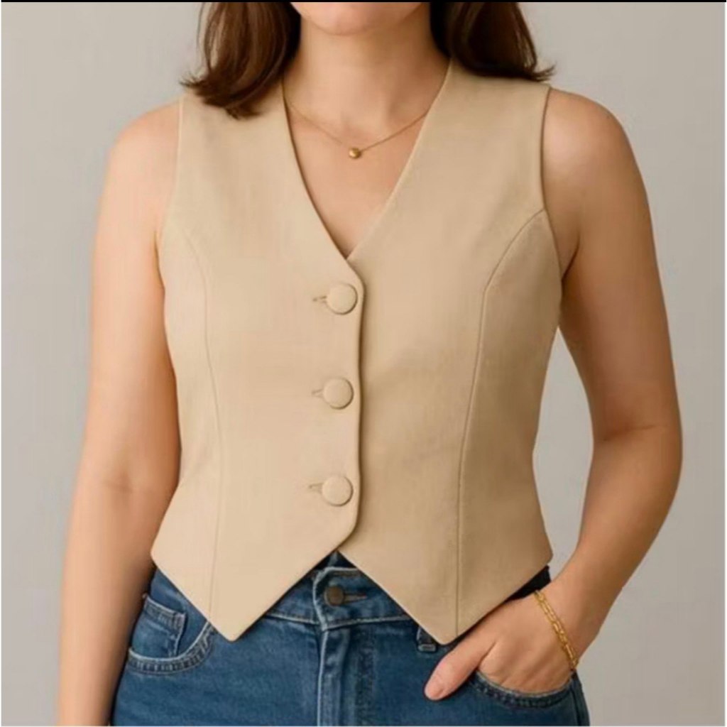 Colete Alfaiataria Feminino 3 Botões Elegante