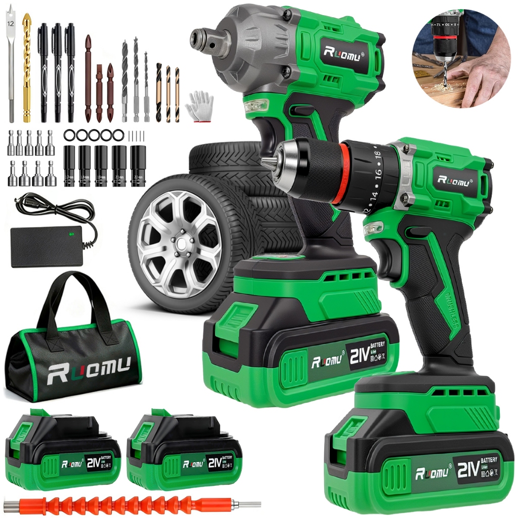 Kit 2 Furadeira Parafusadeira Elétrica + Chave de Impacto A Bateria Brushless 2 Baterias em Oferta na Shopee