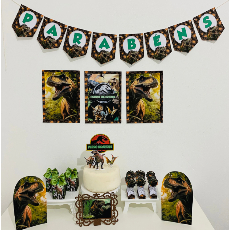 Kit Festa Dinossauro Adulto Personalizado | Só Bolinho | Mesversário | Aniversário Decoração Casa e Escola
