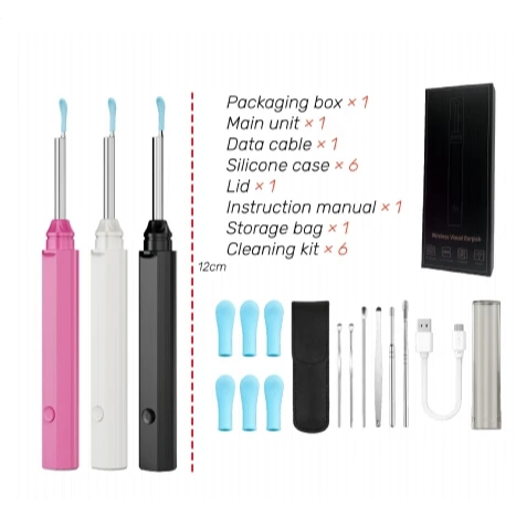 Colher de Ouvido Inteligente com Câmera 1080P | Limpeza Auricular Segura em Oferta na Shopee