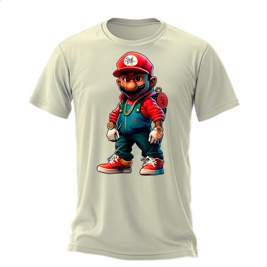 Camiseta Unissex Estilo Gamer Super Mario Encanador Clássico Algodão Streetwear