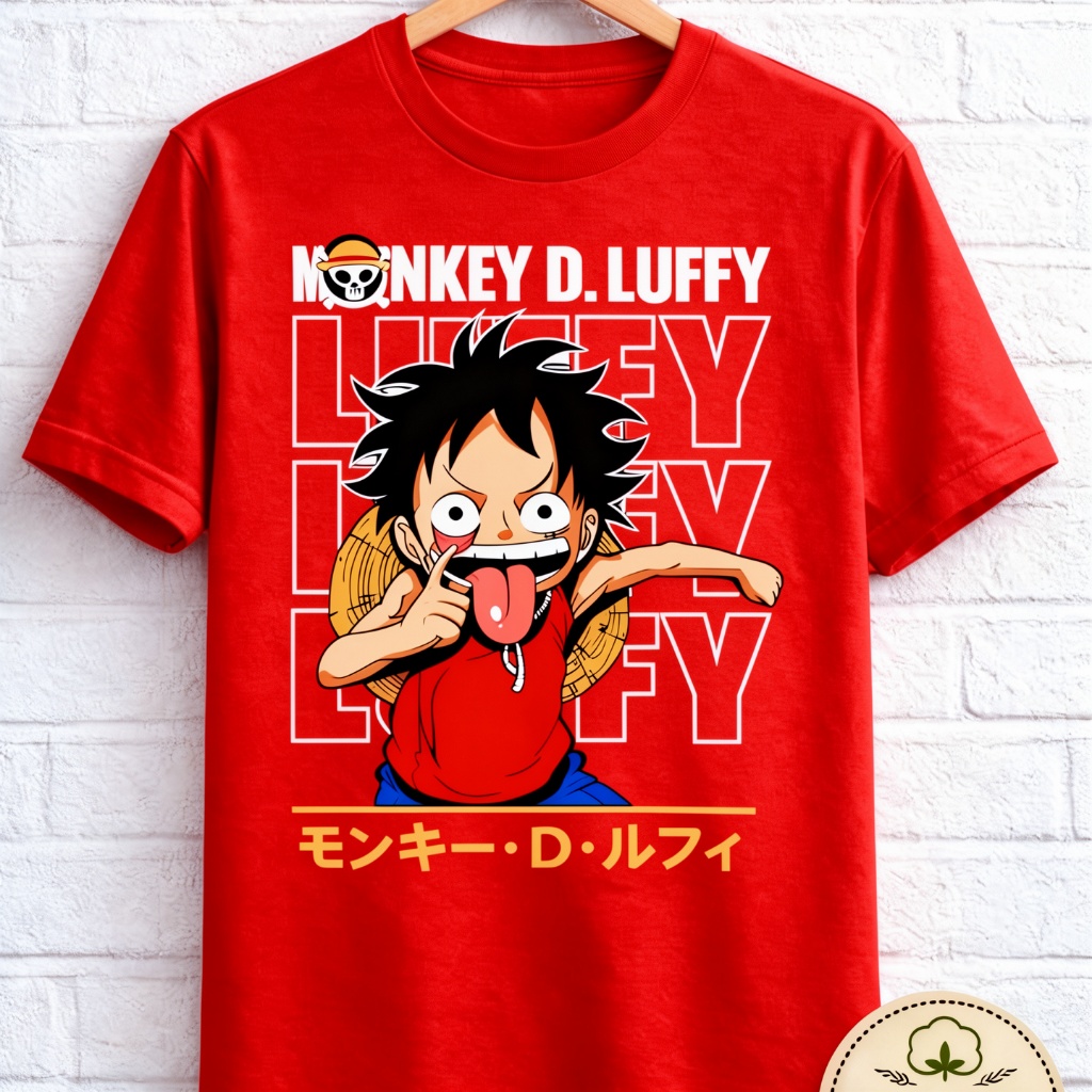 Camiseta One Piece Luffy Unissex 100% Algodão Estampa DTF Anime Streetwear em Oferta na Shopee