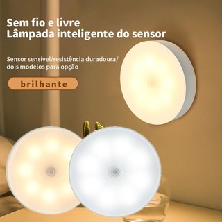 Luminária Luz LED Sensor de Movimento Magnética USB Recarregável Sem Fio com-Duas cores L…