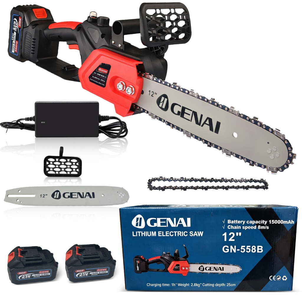 Motosserra Elétrica 1200W 12 Polegadas Com Duas Baterias 21V completa super forte em Oferta na Shopee