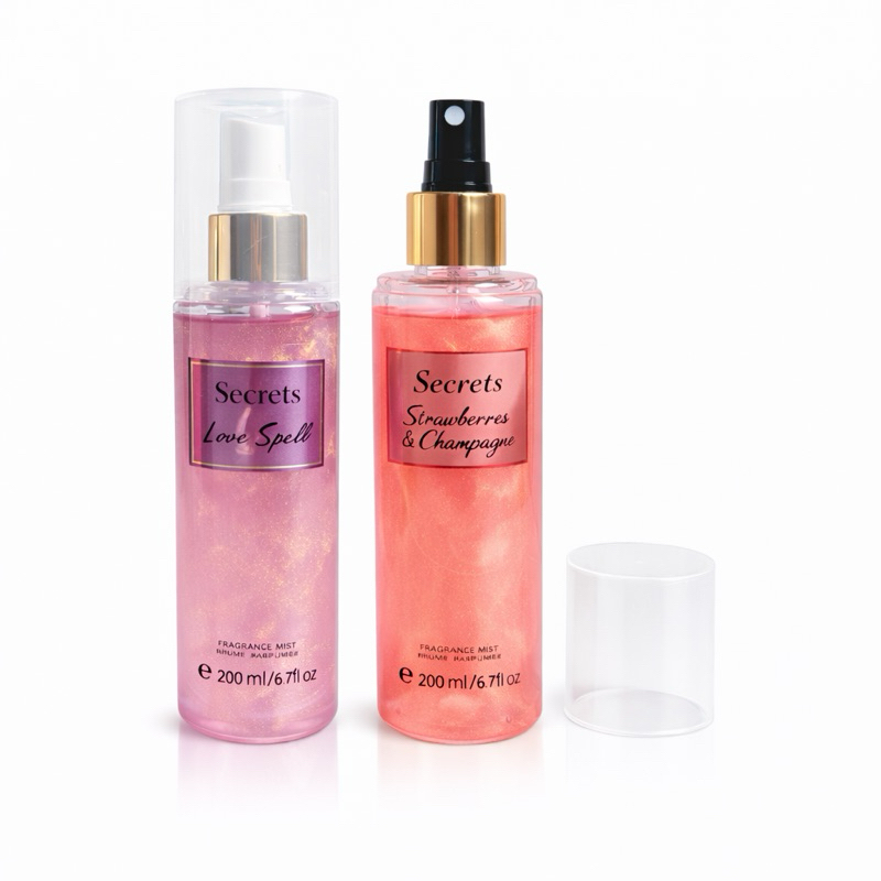 Kit 2 Unidades Body Splash 200ml com Brilho Iluminador – Sprel + Morango – Perfume Suave Feminino