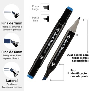 24/36/48/60/80/100 Cores Kit Marcador Ponta Dupla Caneta Colorida Profissional Para Arte/Desenho/Material Escolar
