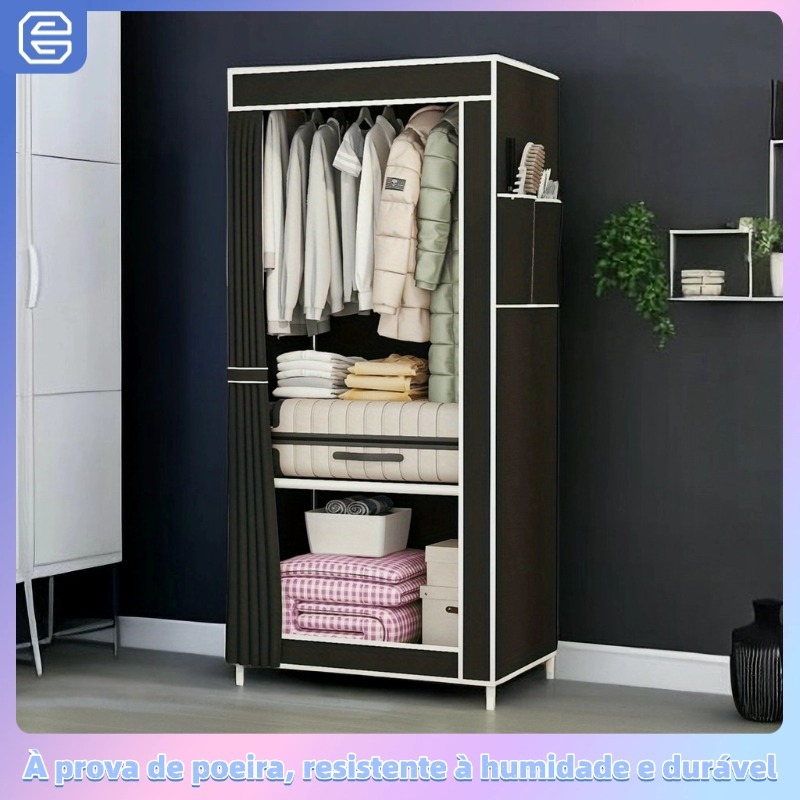 Guarda-roupa dobrável Guarda-roupa portátil individual em tecido Oxford Armazenamento compartimentado