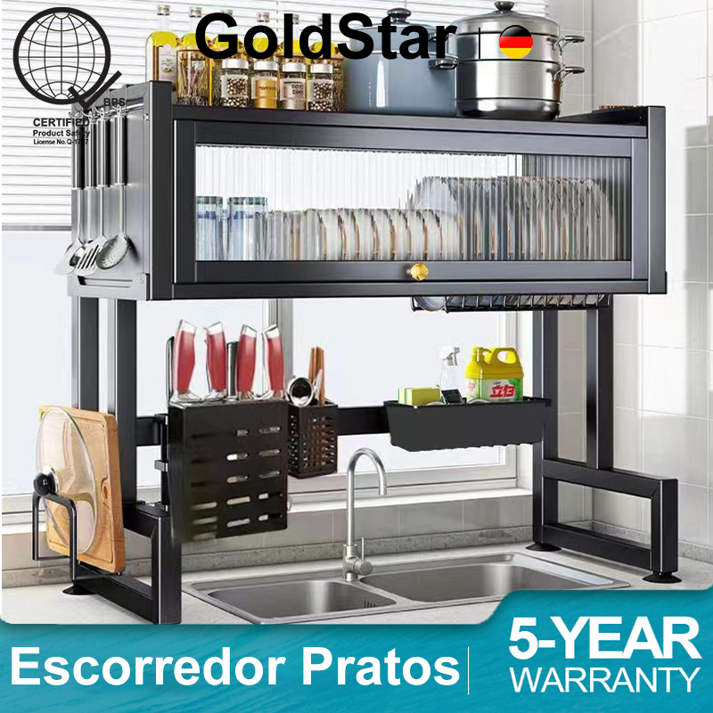 GoldStar Escorredor De Louça Inox Pratos Organizador De Cozinha 65/75/85/95CM Escorredor De Pia