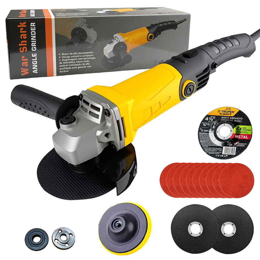 War Shark 950W 6ª marcha Esmerilhadeira angular 115mm 4.1/2 11000rpm 110V/220V em Oferta na Shopee