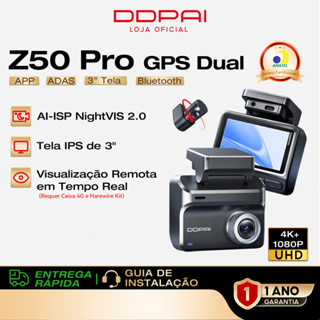 Câmera Veicular DDPAI Z50 Pro 4K+1080P WiFi 5G GPS Visão Noturna AI ISP Gravação em Loop ADAS APP em Oferta na Shopee