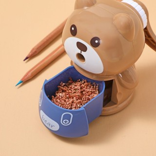 Apontador de Lápis Ursinho Manual com Gaveta | Apoia-Lápis Integrado | Material Escolar Crianças em Oferta na Shopee