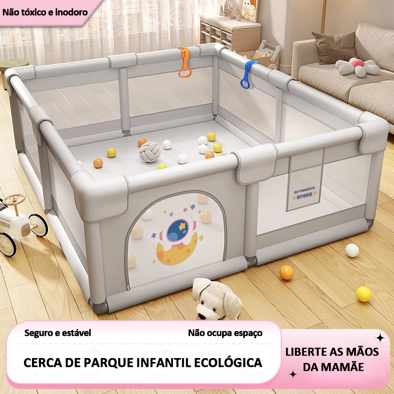 Cercadinho de Bebê Parquinho Dobrável | Seguro com Ventosas, Alças e Gancho de Fixação em Oferta na Shopee
