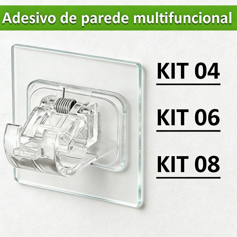 Kit 8/6/4 Gancho Suporte Parede Autoadesivo Sem Furos Para Barra Cortina Toalha Banheiro Cozinha