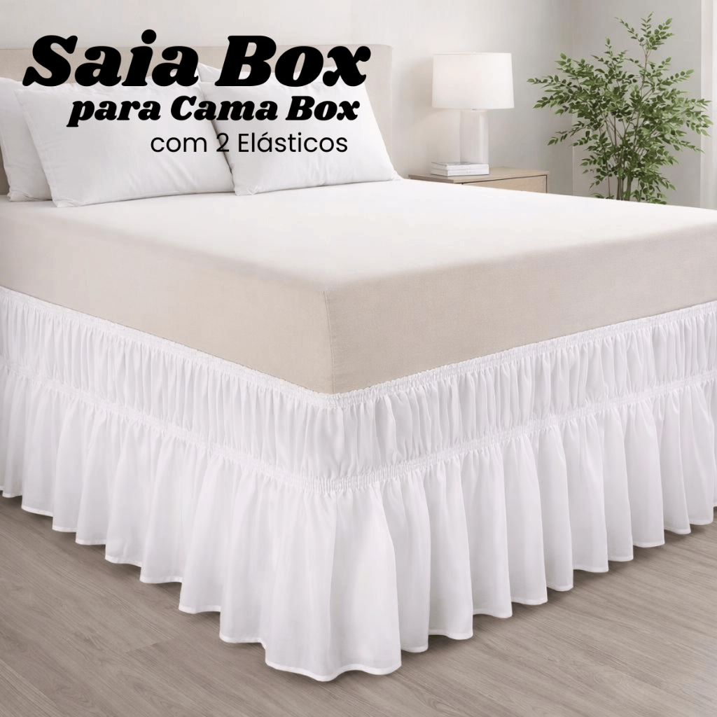 Saia Box Para Cama Box (Casal Padrão ) Com 2 Elástico BRANCA