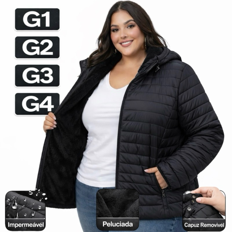 Jaqueta Puffer Feminina Plus Size - Comprar com Melhor Preço em Jaquetas, Casacos e Coletes