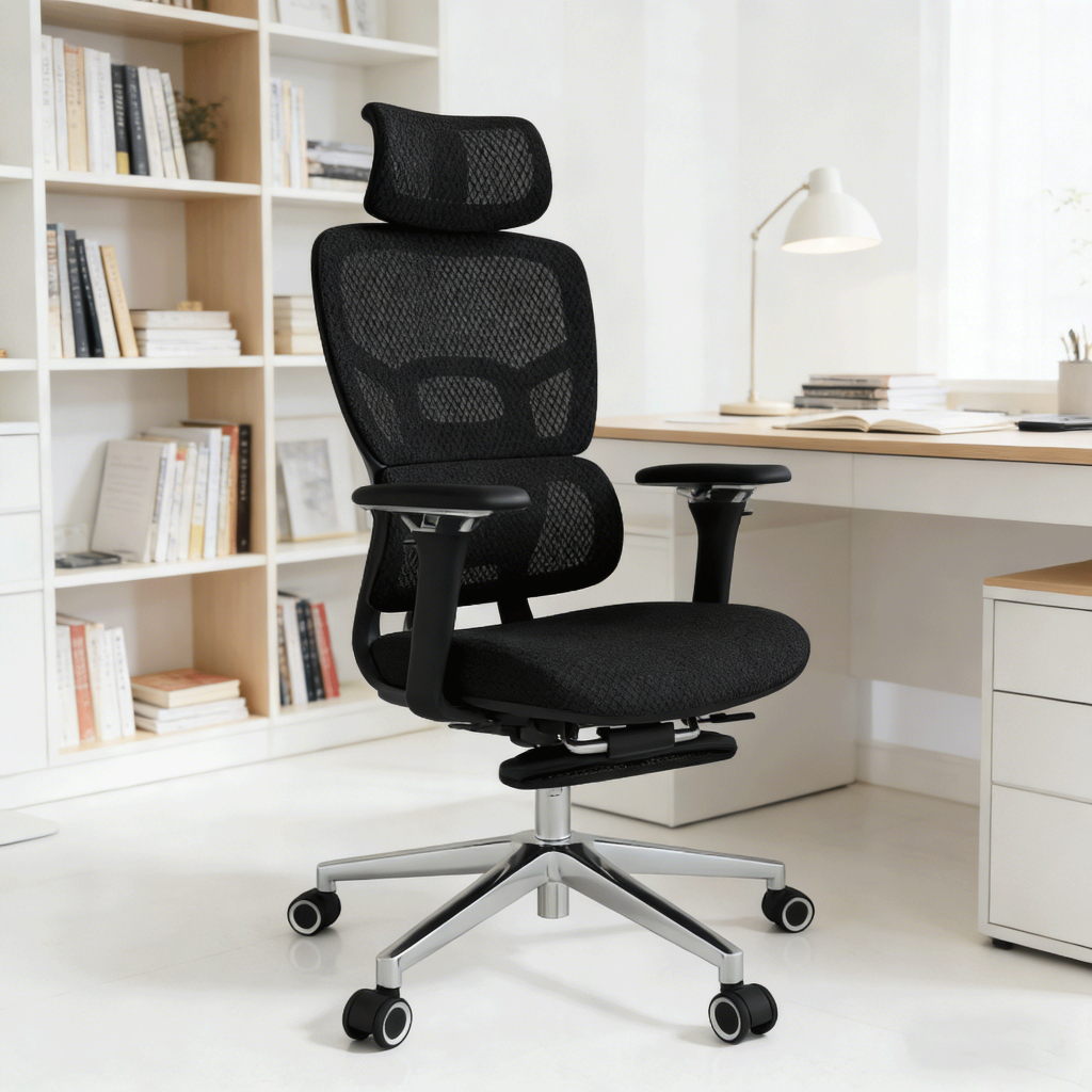 Cadeira Gamer Premium Malha Respirável Descanso de Pé Rodas Silenciosas para Maratonas de Jogos Cadeira Ergonômica