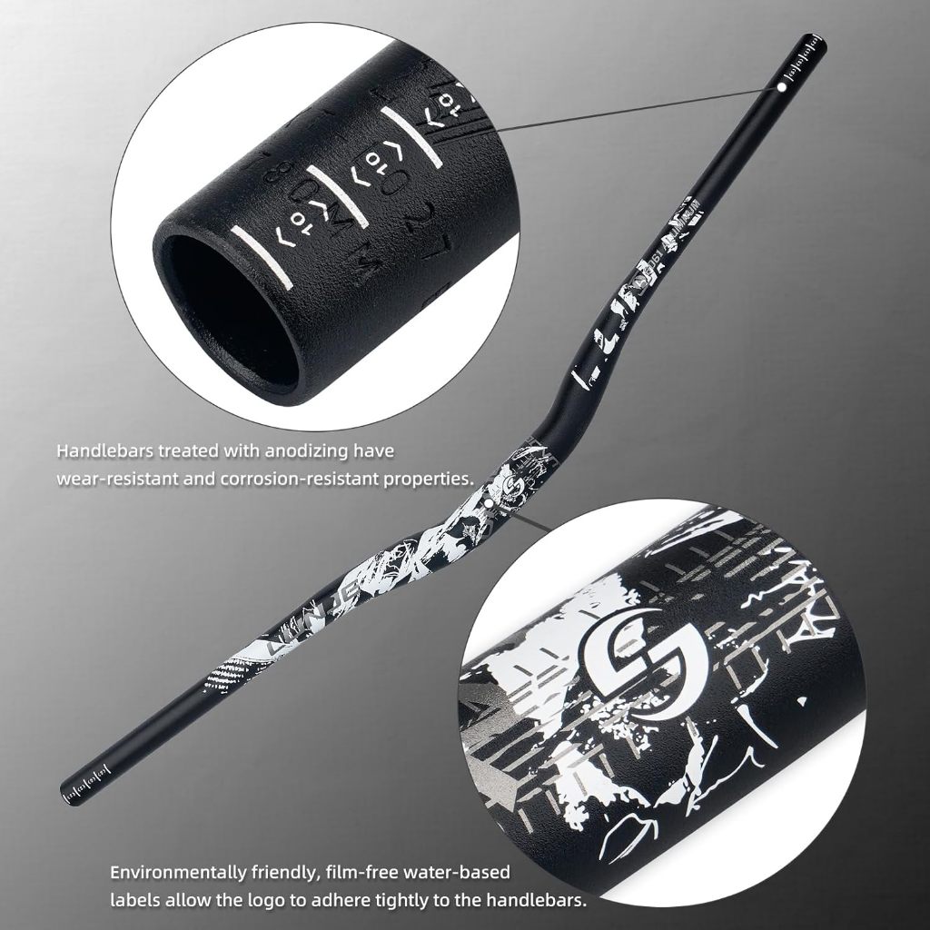 LUNJE Guidão MTB/Road 780mm | Alumínio 6061-T6 | 35mm Rise | 31.8mm | P/ Mountain Bike e Speed preto