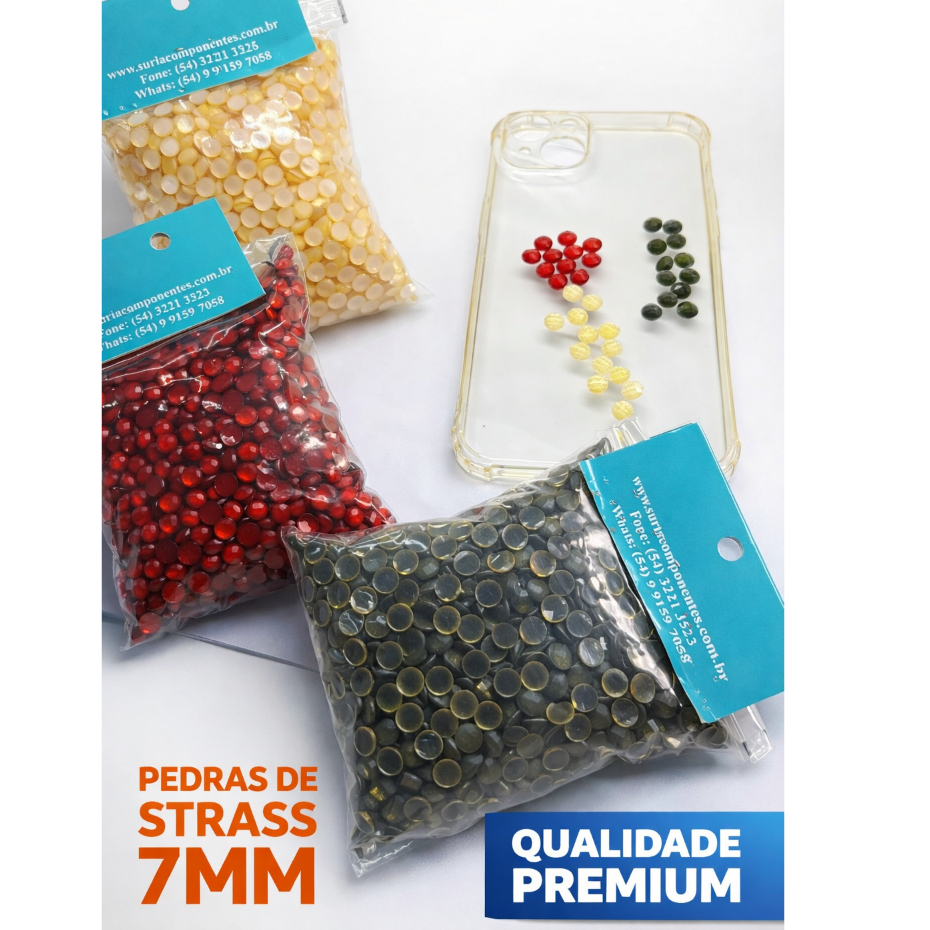 Chatons 7mm Efeito Brilho Cintilante Glitter Delicado para Artesanato, Mandalas Joias Capa Celular