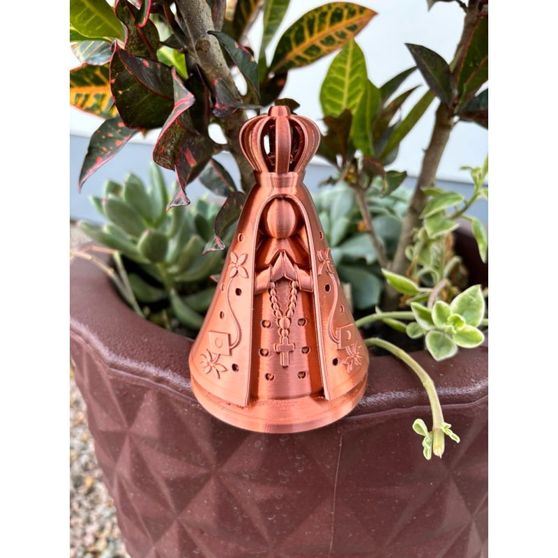 Nossa Senhora Aparecida Impressão 3D Cobre – Escultura Decorativa - 12cm