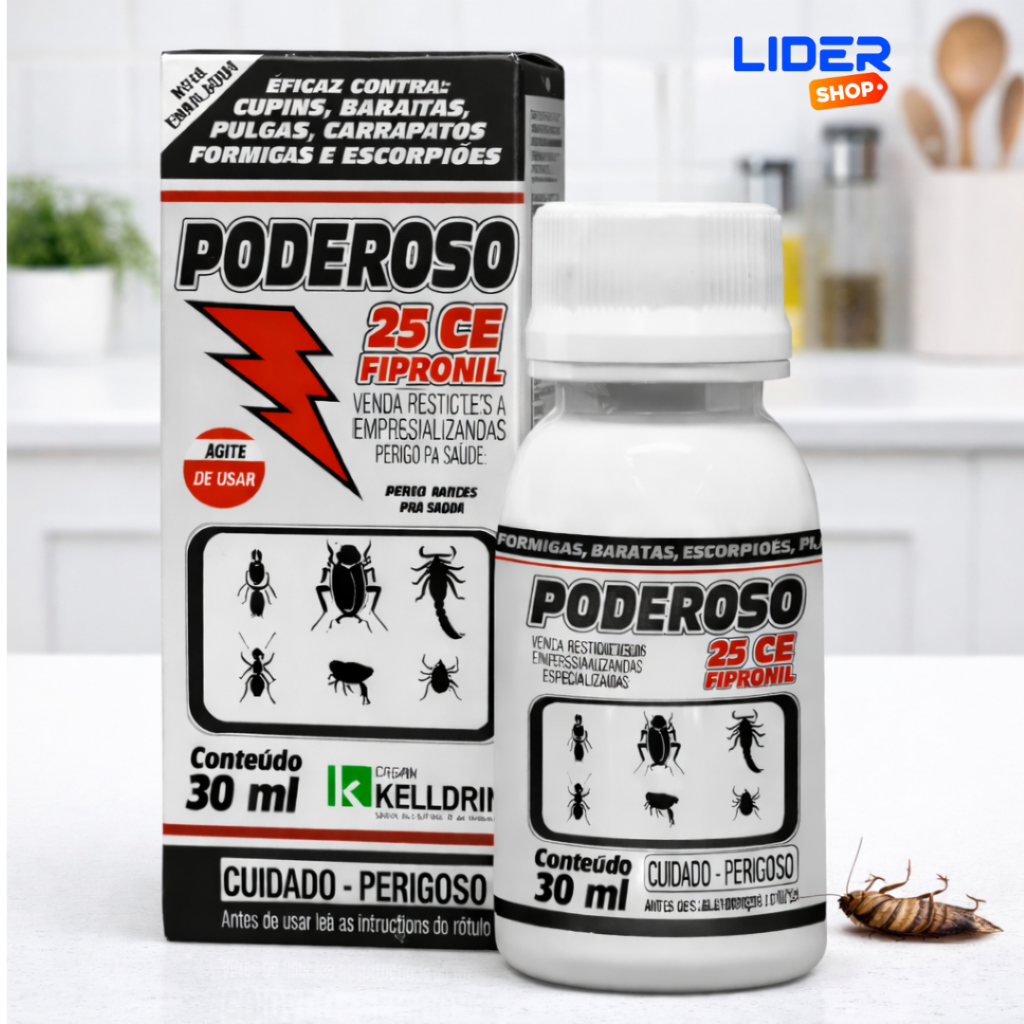 Inseticida Poderoso 25 Fipronil 30ml Kelldrin – Cupins, Baratas, Pulgas, Carrapatos