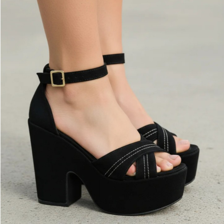 Sandália Salto Alto Feminino Meia Pata Estilo Blogueira Napa Camurça Leve em Oferta na Shopee