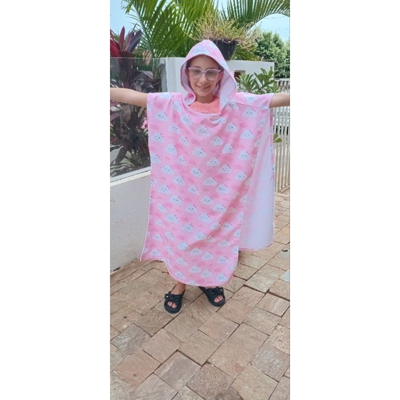 Toalha Poncho Infantil Com Capuz Atoalhado Com Capuz Praia Piscina Verão