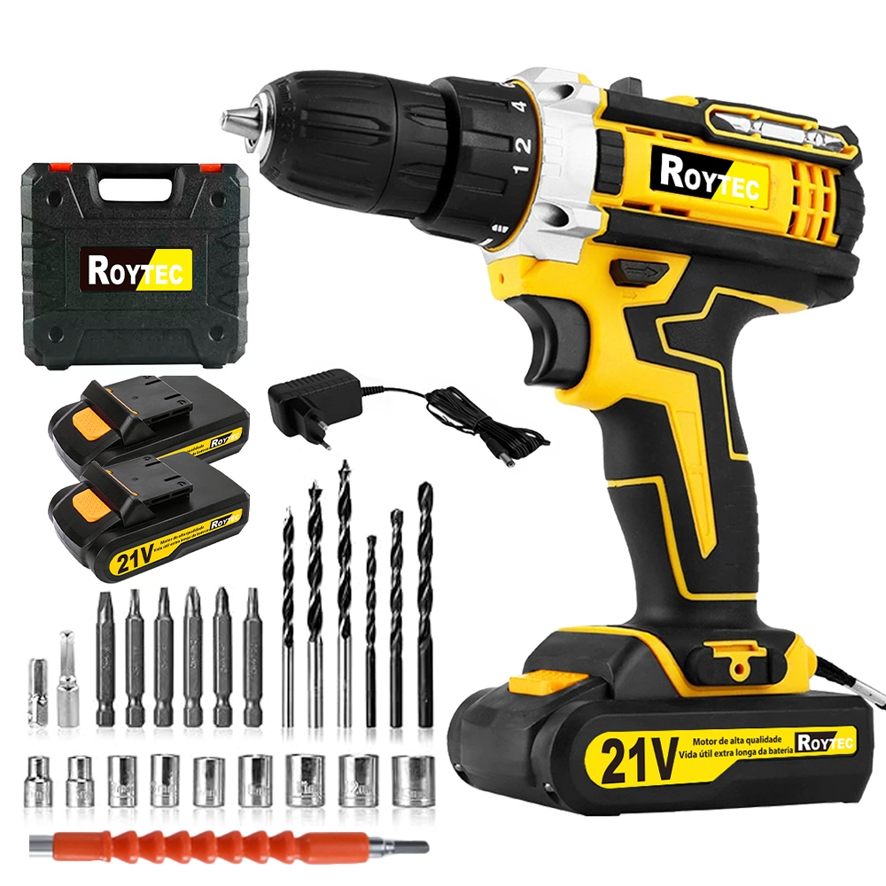 Furadeira Parafusadeira impacto 21V Kit Profissional Sem Fio Com Maleta e Acessórios em Oferta na Shopee