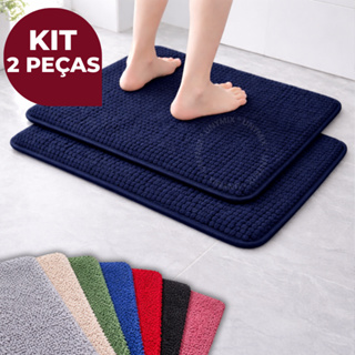 Kit 2 Tapete Banheiro Antiderrapante Bolinha Macarrão Microfibra Luxo 60x40cm em Oferta na Shopee