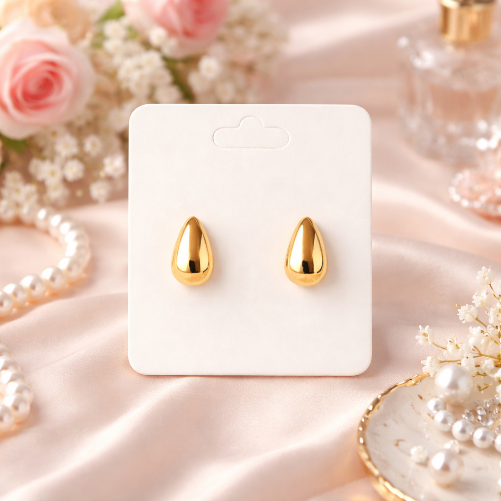 Brinco Feminino Gota Dourada Semijoia Premium Banhado a Ouro 18K em Oferta na Shopee