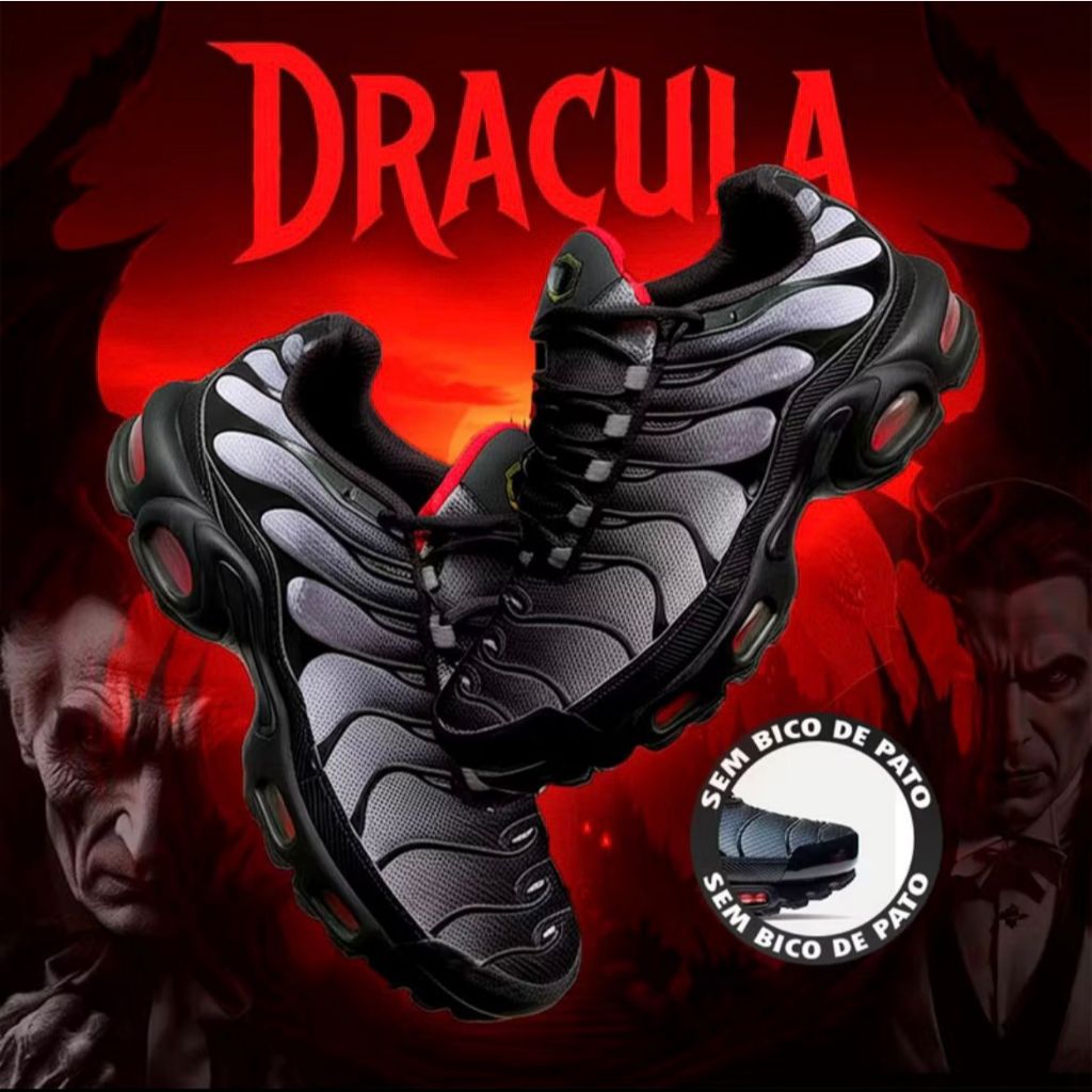 Oferta Tênis Dracula Preto/Vermelho/Prata Academia Treino Esportes Academia Corrida Unissex