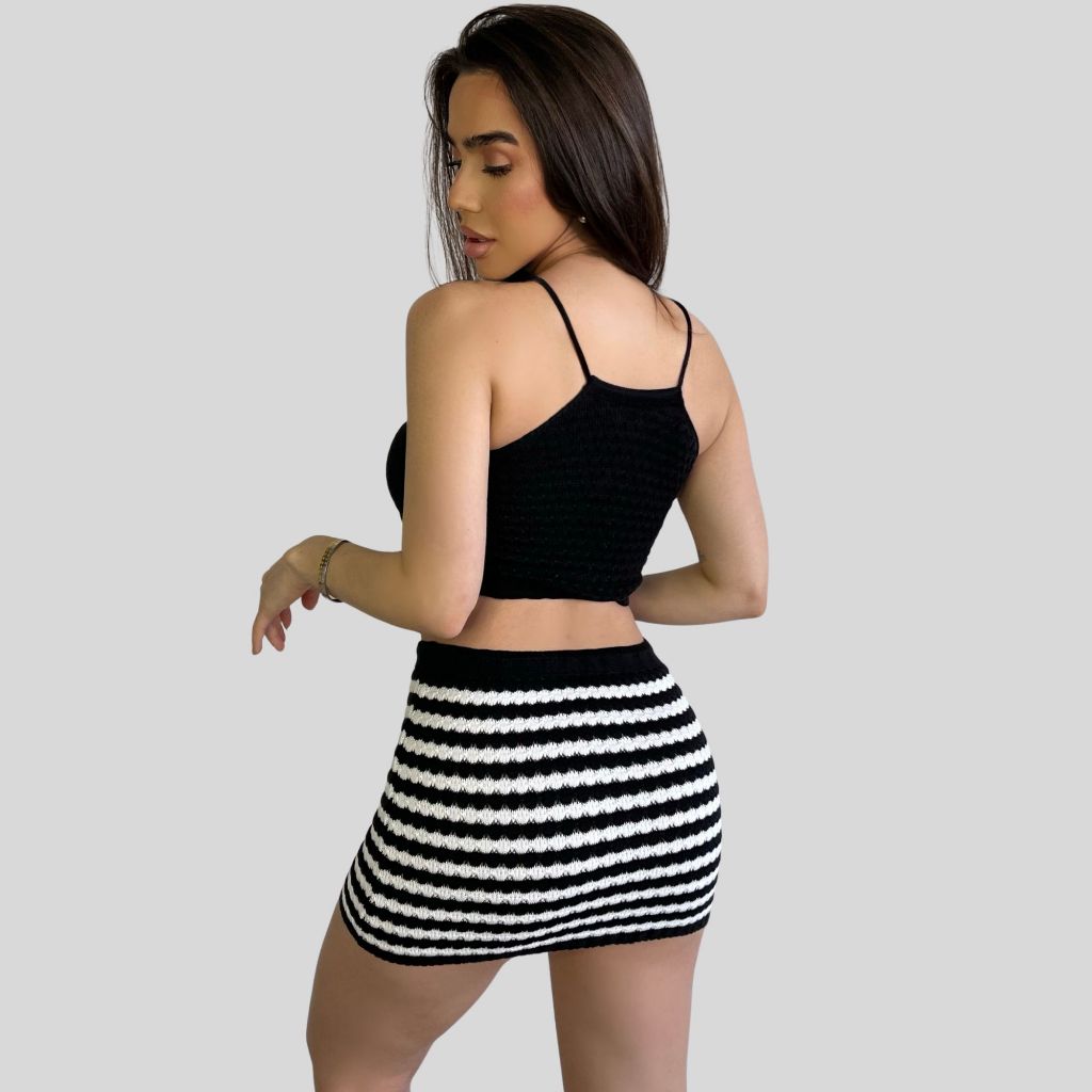 Conjunto saia e top Tricot Crochê Moda  Praia verão 2026 em Oferta na Shopee