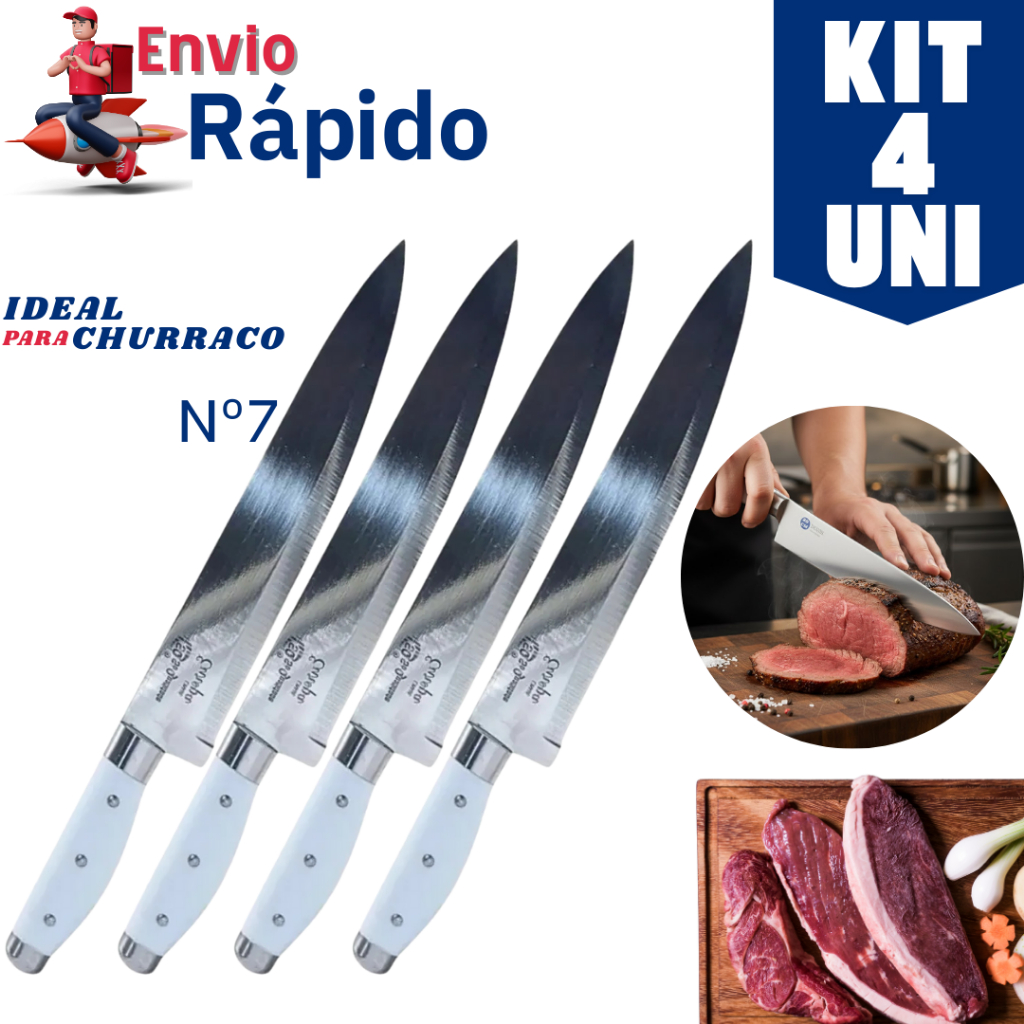 Kit 1, 2 ou 4 Facas Linha Europa 29 Cm em Aço Inox nº 7 – Resistência, Precisão e Qualidade para Chefs e Churrasqueiros em Oferta na Shopee