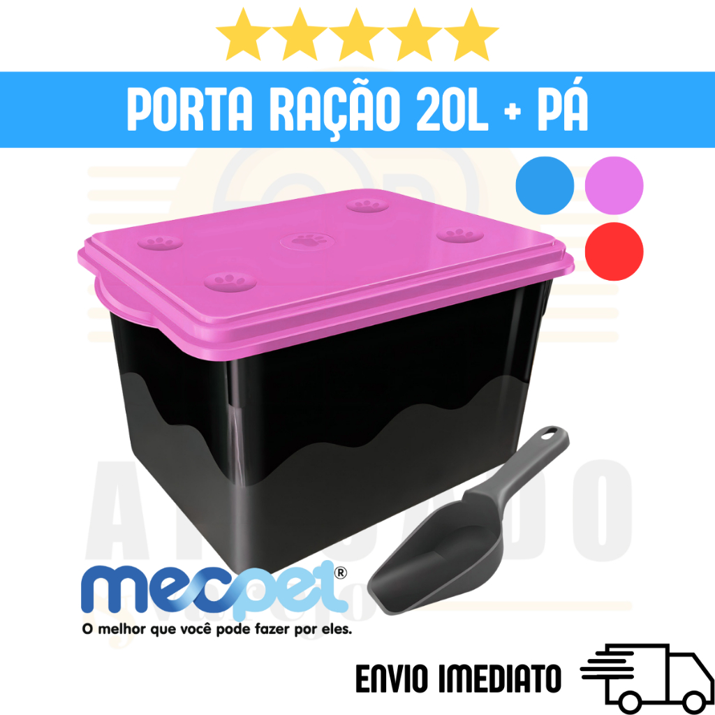 Container Porta Ração 20L c/ Pá Dosadora | Até 10kg | Guarda Rações Caixa Organizadora Mec Pet em Oferta na Shopee