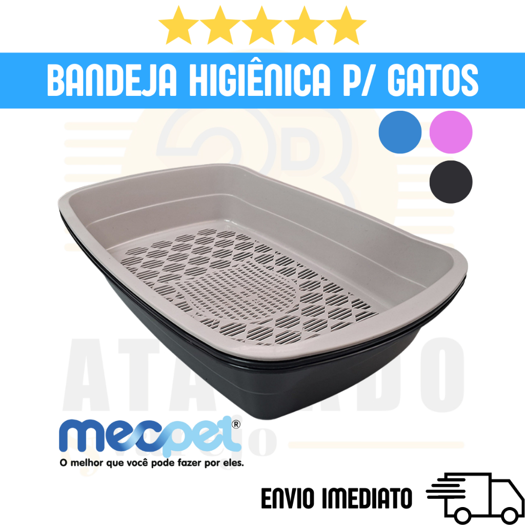 Caixa de Areia Sanitária para Gatos com Peneira Mec Pet Banheira Higiênica Furba 3 Peças Bandeja em Oferta na Shopee