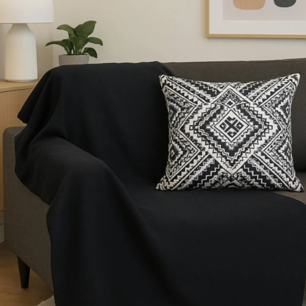 Manta para Sofá Confortável e Higiênica Manta para Poltrona e Cama Decorativa Preto Ótimo Custo Beneficio